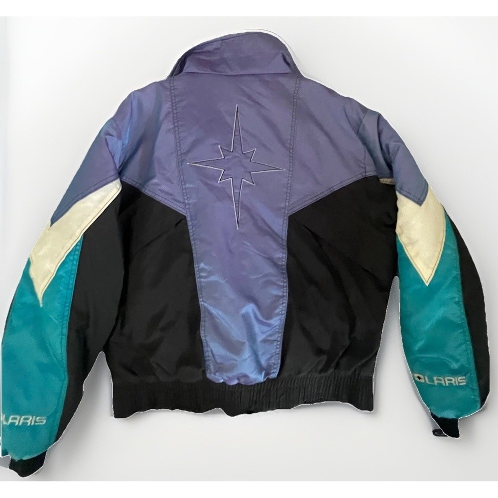 Polaris Snowmobile Jacket Insulated Purple Black Women XL Winter Coat USA 90's - Picture 3 of 16